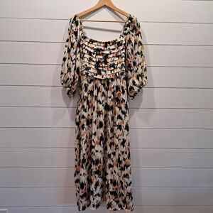 NWT Torrid Pintuck Bodice Peasant Sleeve Cottagecore Boho Midi Dress Plus-size 2